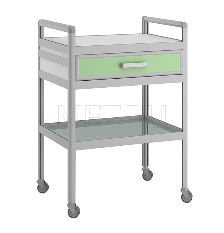 СИЛ.01.01 Стол подкатной из алюминиевого профиля. полки из стекла от производителя