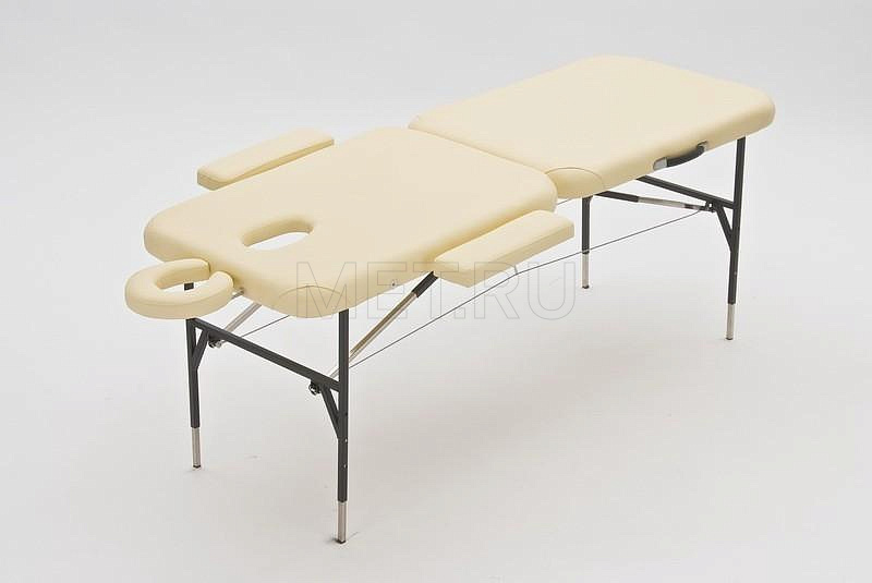 JFST01 Облегченный складной двухсекционный массажный стол со стальным каркасом, кремовый