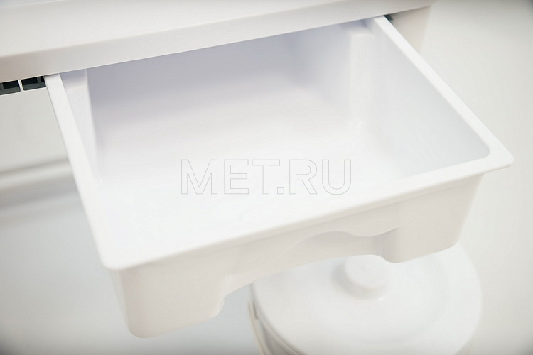 MET SPY-120 (цвет Белый) Пластиковый манипуляционный стол с двумя полками и двумя ящиками МЕТ