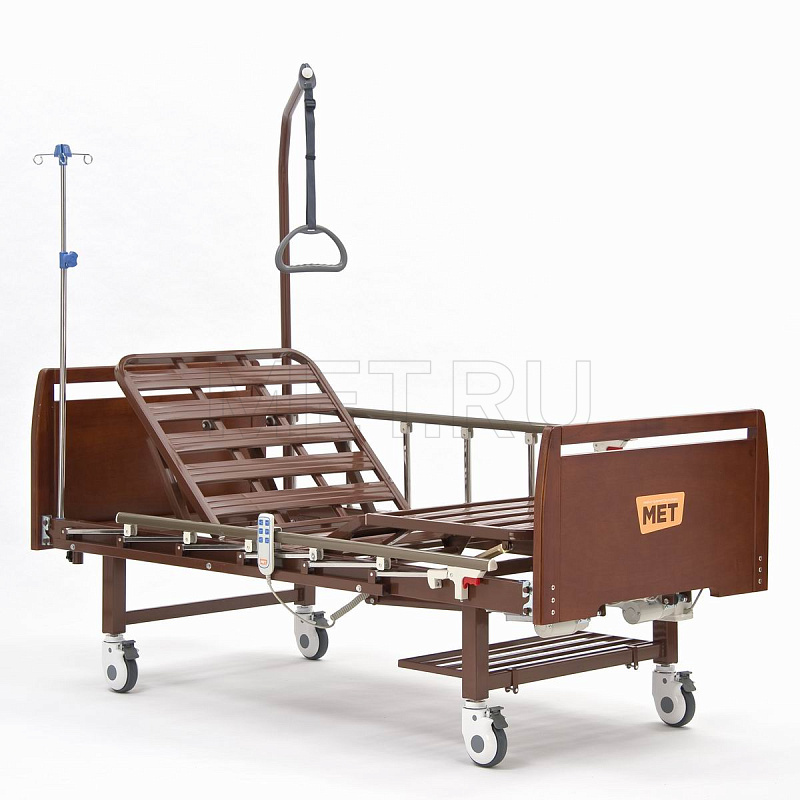 MET LANTIS Кровать функциональная медицинская коричневая, спинки темные MET