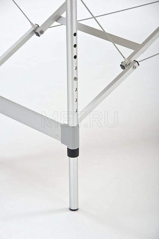 JFAL01A Стол массажный алюминиевый трёхсекционный. Кремовая панель с коричневым кантом