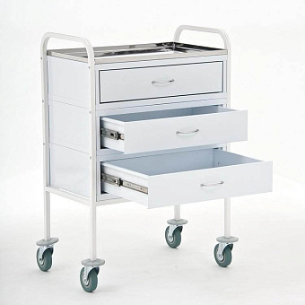 Cтол манипуляционный с тремя выдвижными ящиками, столешница Нерж.