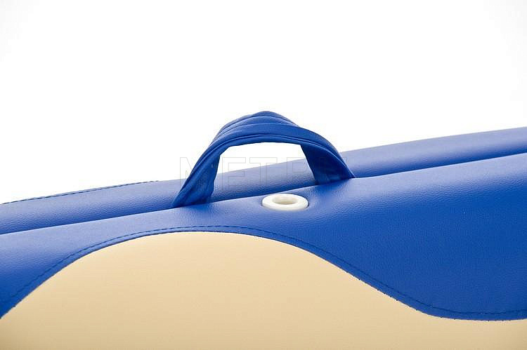 Med-Mos JF-AY 01 Складной массажный стол 2-х секционный деревянный, бежево-синий МЕТ