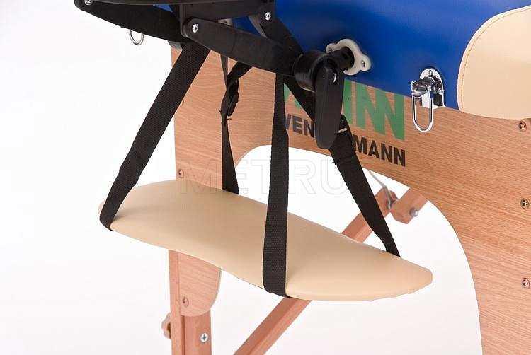 Med-Mos JF-AY 01 Складной массажный стол двухсекционный деревянный, сине-бежевый МЕТ