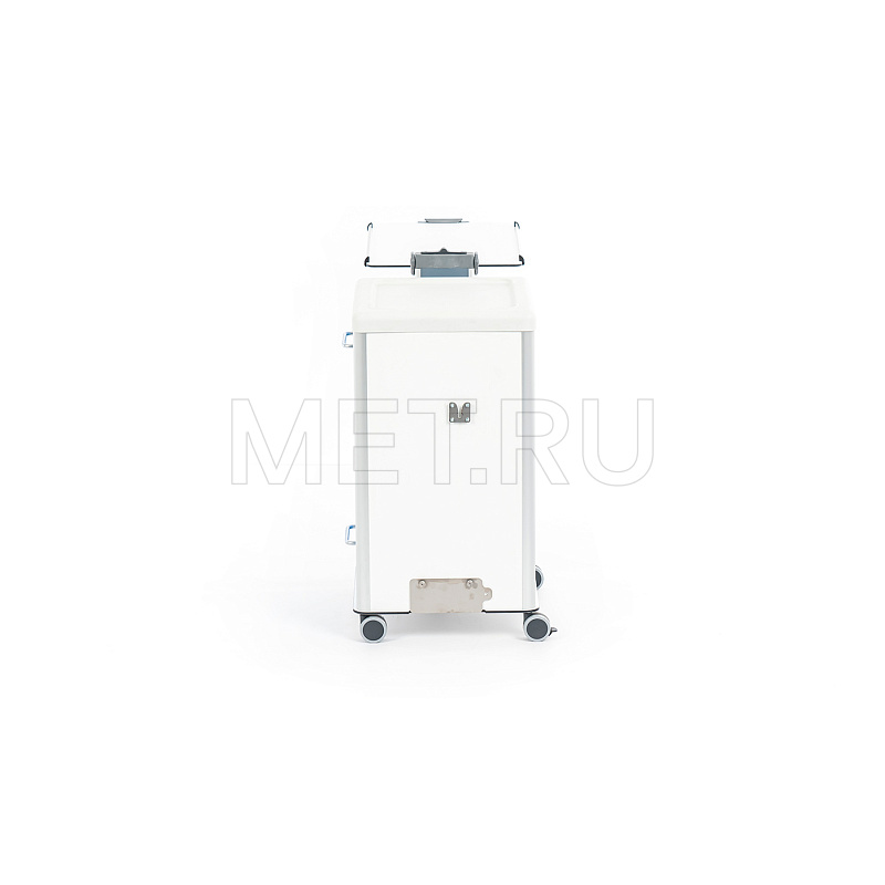 C-EY-01 Прикроватная тумба из HPL-пластика, с выдвижным поворотно-откидным столиком, фасад голубой МЕТ