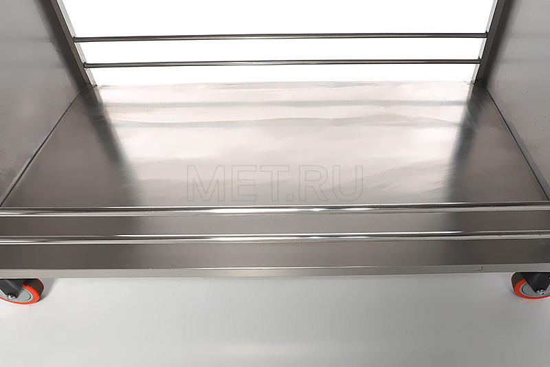 МЕТ BLQ 013 Стол анестезиолога с четырьмя ящиками и нишей, столешница закаленное стекло МЕТ