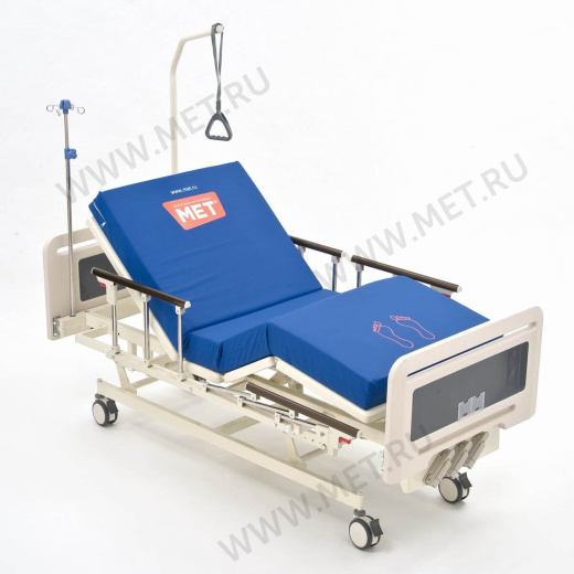 ЛЕГО М1 Функциональная медицинская кровать с механическими регулировками металлического ложа и металлическими боковыми ограждениями от производителя