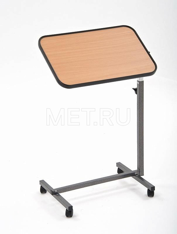 560 Столик прикроватный. Рама серая столешница-бук. MET