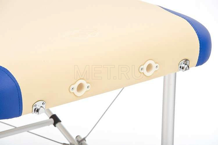 JFAL01А Стол массажный переносной 2-х секционный крем с синей волной МЕТ