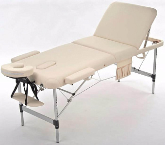 Легкий трёхсекционный алюминиевый массажный стол, кремовый