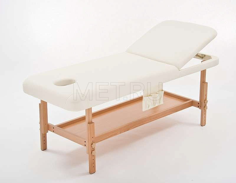 FIX-1A NEW Массажный стационарный стол с рамой из бука и вырезом для лица, кремовый