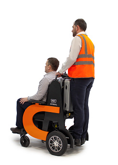 Электрическое кресло-коляска для аэропортов, вокзалов, парков, торговых центров, санаториев и других коммерческих или государственных учреждений, оранжевого цвета