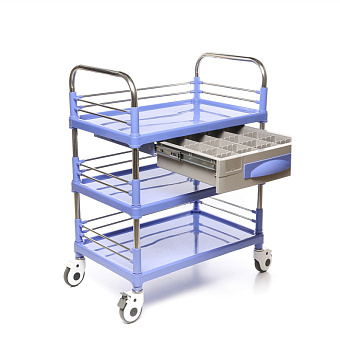 Стол манипуляционный медицинский с выдвижным ящиком, трехполочный