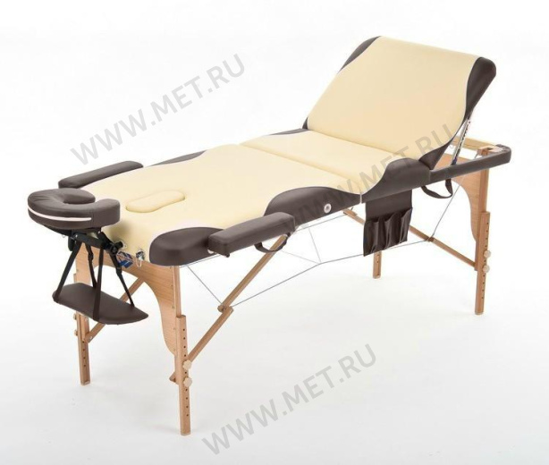 Wendermann WOOD-02 Массажный стол переносной трёхсекционный на деревянном каркасе, бежевый с коричневой волной от производителя