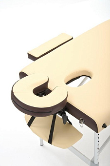 Массажный переносной стол на алюминиевом каркасе, кремовый/коричневый