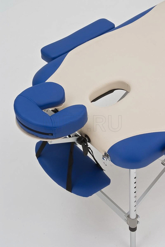 Med-Mos JFAL01 Стол массажный переносной трёхсекционный алюминиевый, бежево-синий