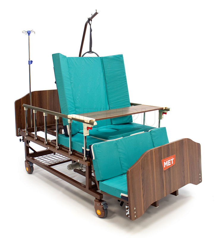 MET EVA Кровать функциональная медицинская электрическая с полным переворотом, с туалетом, с "ушками" МЕТ