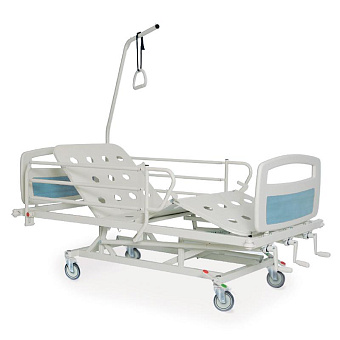УЦЕНКА!!! Кровать для пациента механическая с принадлежностями МВ 02 (90101212.17.T4.B2.K1.YSAC.W8  SIMPLE 11 ) Металич.- перфорированн.ложе, пластик.спинки,металл.бок.ограждения, инфузионн.стойка, колеса-125 мм