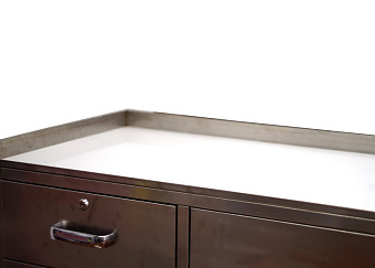 Стол анестезиолога с двумя выдвижными ящиками и отделением, столешница закаленное стекло