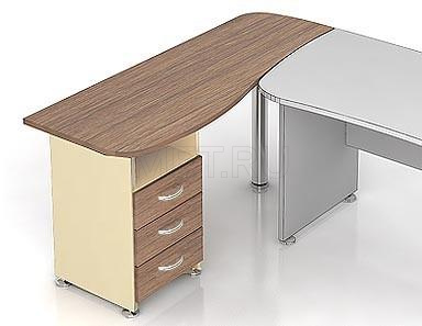 МЕТ Modern М22 Тумба (правая) с 3 ящиками и топом, расширенным на хромированую стальную опору