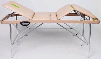 Четырёхсекционный массажный стол с регулируемым изломом ножного сегмента панели и поднимающимся изголовьем