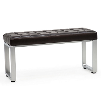 Банкетка 1000 мм (серебристый металлик / обивка серо-коричневая)