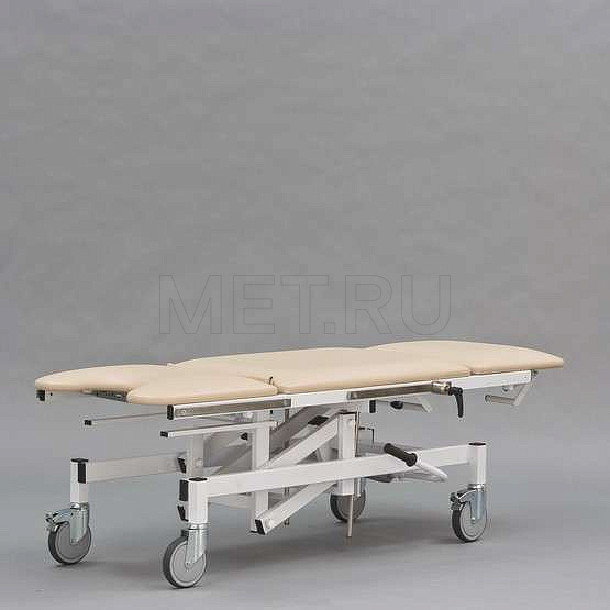 КСМПУ-07г (опоры Геппеля, подлок., поддон в компл.) Стол перевязочно/массажный на гидроприводе (бежевый) МЕТ