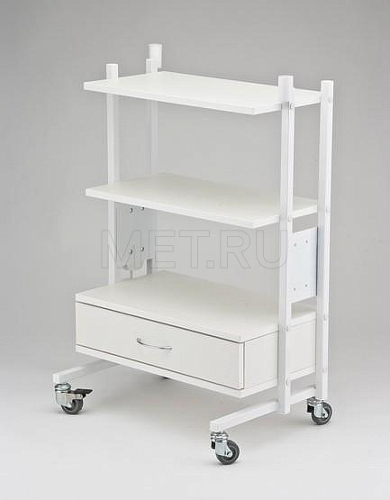 Ст-01д Процедурный передвижной столик из стального профиля, полки ЛДСП от производителя