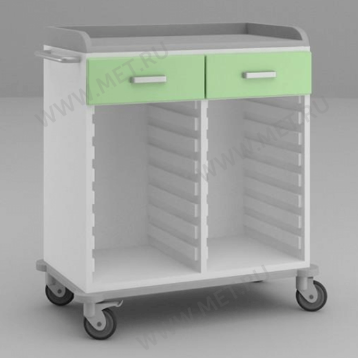 ТММ-0205 Cтол анестезиолога с двумя ящиками под столешницей и гребёнками для съёмных корзин от производителя