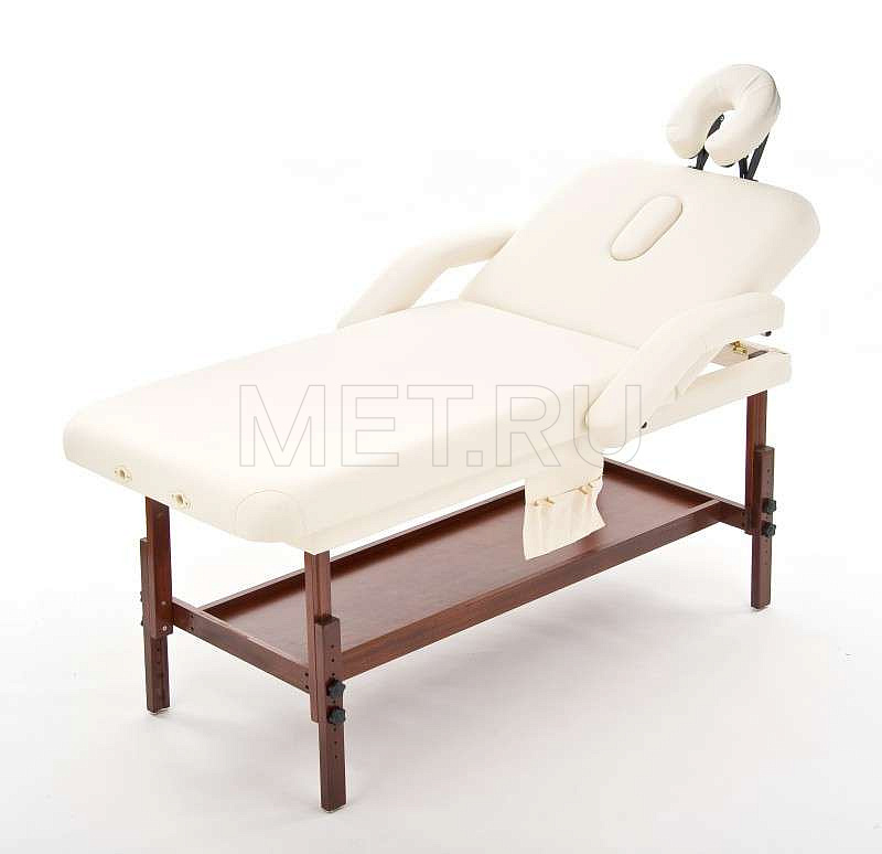 FIX-1A Стол массажный стационарный с рамой из бука, кремовый MET