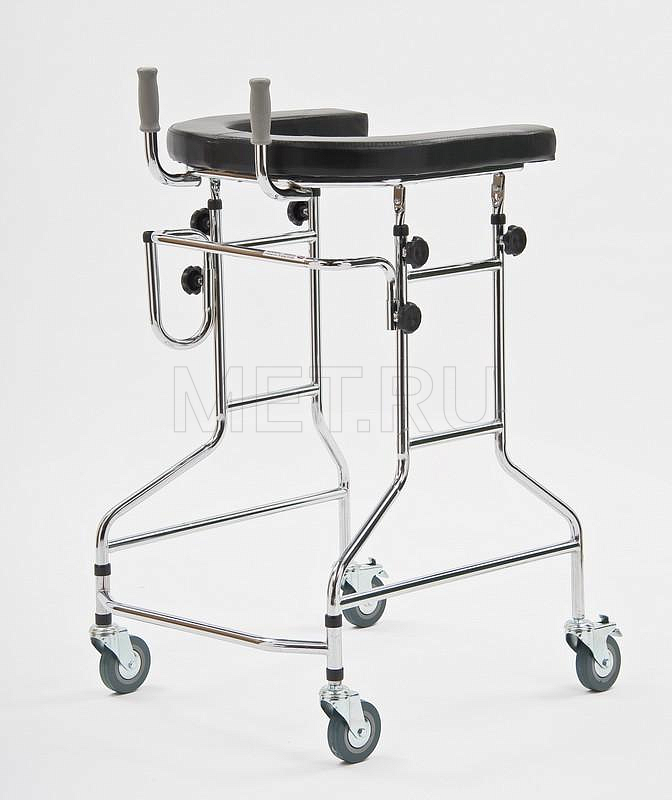 FS 914 Н Ходунки-роллатор, реryпируемые по высоте, на 4-х колёсах, подлокотные от производителя