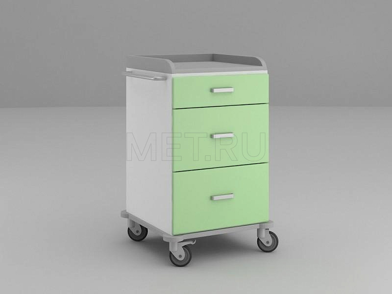 ТММ-0106 Стол анестезиолога с одним средним и двумя большими выдвижными ящиками