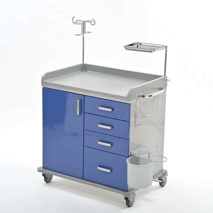 ТММ-0203 Широкий стол анестезиолога - тумба с выдвижными ящиками и дверцей MET