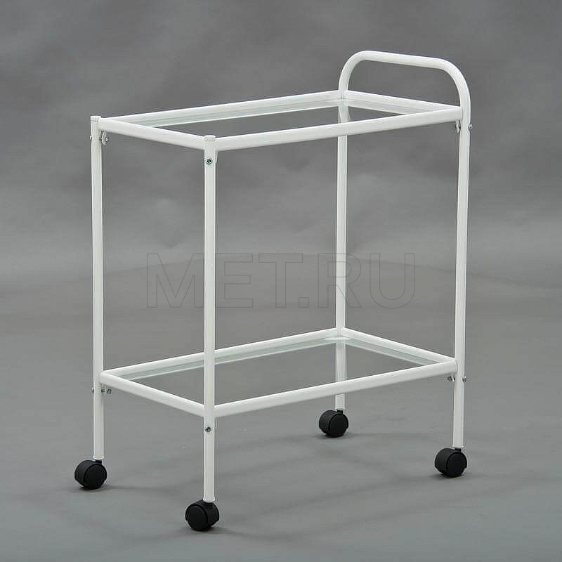 Столик инструментальный двухполочный, полки -обычное 5мм стекло. МСК-501-01М , с/с Столик инструментальный двухполочный, полки -обычное 5мм стекло.