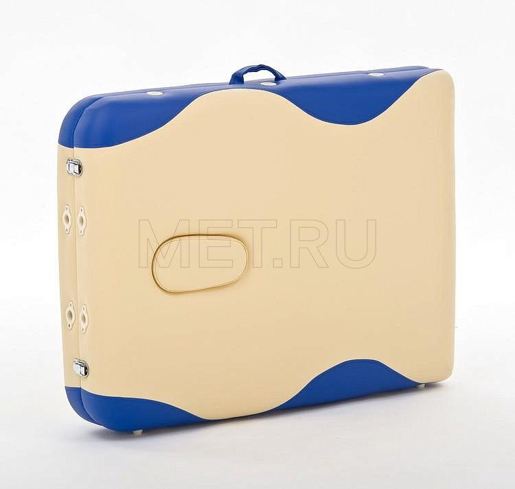 JFAL01А Стол массажный переносной 2-х секционный крем с синей волной