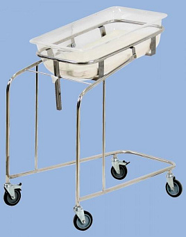 Кровать-тележка для новорожденных КТН-01-МСК из нержавейки с пластиковым кювезом (код МСК-5130)