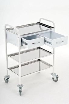 Стол манипуляционный на металлокаркасе, столешница и полки - Нерж.