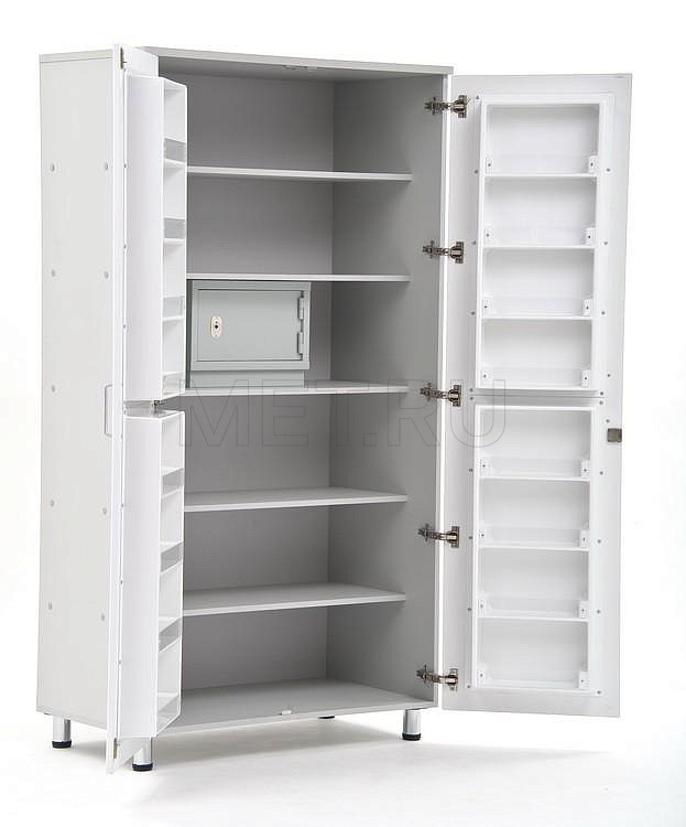 ША01-00 БЕЛЫЙ Шкаф для медикаментов, ячейка ЛДСП, 16 ячеек (1000*560*1910) МЕТ