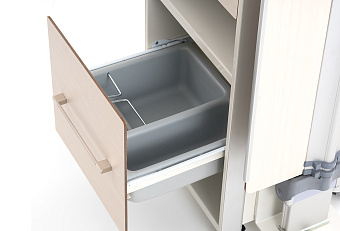 Прикроватная тумба из HPL-пластика, с выдвижным поворотно-откидным столиком, белая