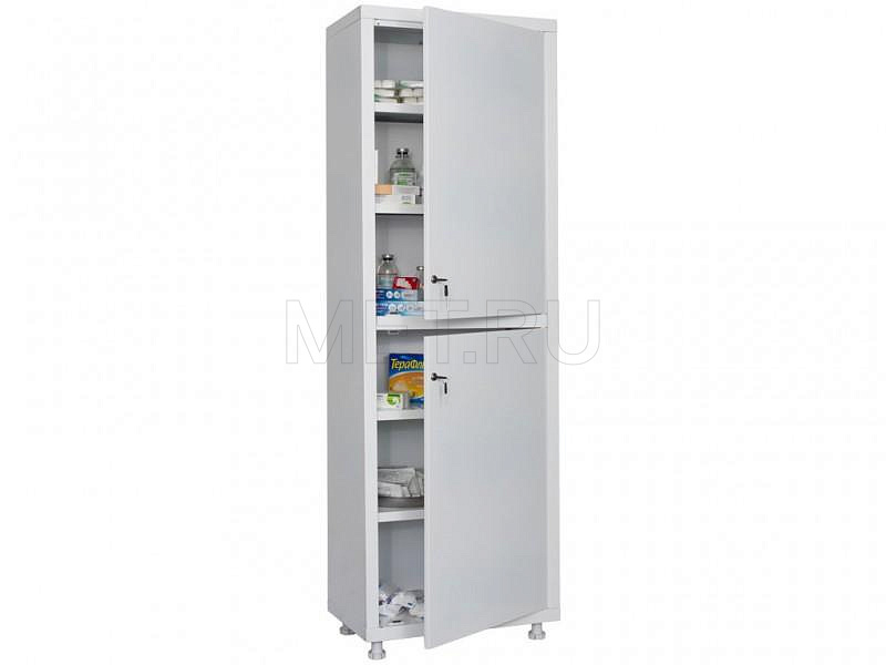Эконом 1760 (СМ) (60*40*175) Шкаф медицинский узкий с верхней и нижней глухими стальными дверями