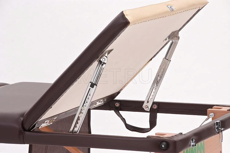 JF-AY01 Массажный складной трёхсекционный стол с рамой из бука, коричнево-бежевый MET