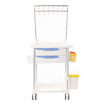 Тележка медицинская с выдвижными ящиками и стойкой для растворов