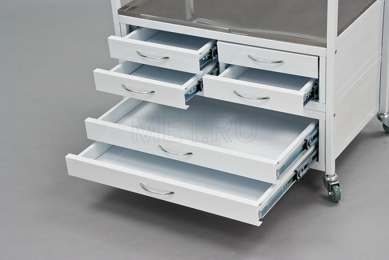 СМ.05.00 Стол манипуляционный 3 полки, 6 ящиков MET