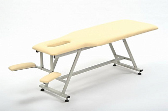 Массажный стол стационарный, сталь с кремовой обивкой