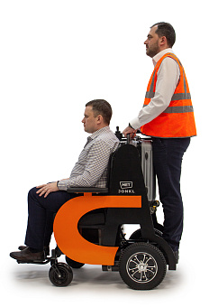 Электрическое кресло-коляска для аэропортов, вокзалов, парков, торговых центров, санаториев и других коммерческих или государственных учреждений, оранжевого цвета