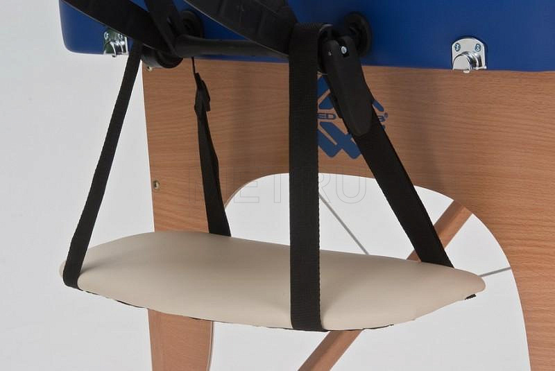 JF-AY01 Стол массажный переносной двухсекционный на деревянном каркасе, кремовый-синий МЕТ