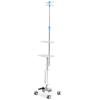 Инфузионная стойка-штатив с двумя полками для шприцевых насосов и мониторов слежения