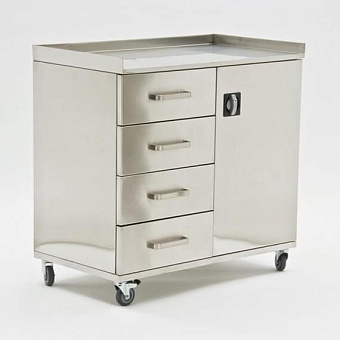 Столик анестезиолога с 4 выдвижными ящиками и дверью, нерж.