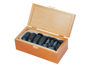 Набор базальтовых камней в деревянном кейсе