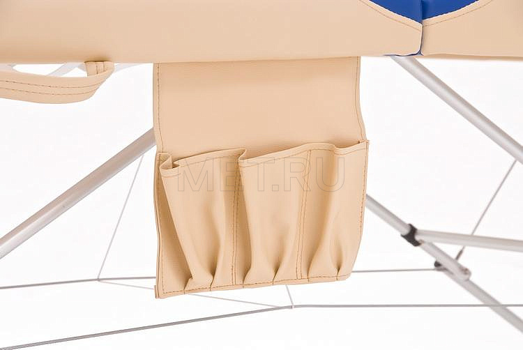 JF AL01А Стол массажный переносной двухсекционный алюминиевый, синий с бежевой волной MET